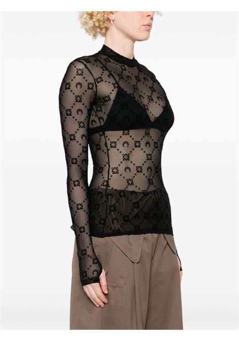 mesh moongram highneck top woman black MARINE SERRE | WTO388A CJER0005BK99